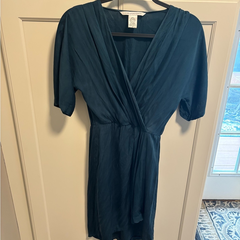 Diane Von Furstenberg Teal Silk Blend Dress